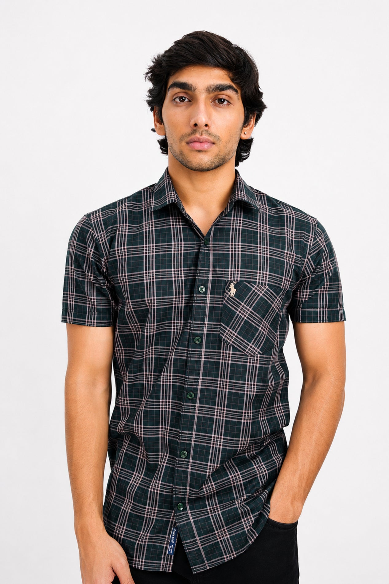 OXFHC DARK GREEN | SLIM FIT PREMIUM POLO NECK CASUAL SHIRT | TEASERWEAR