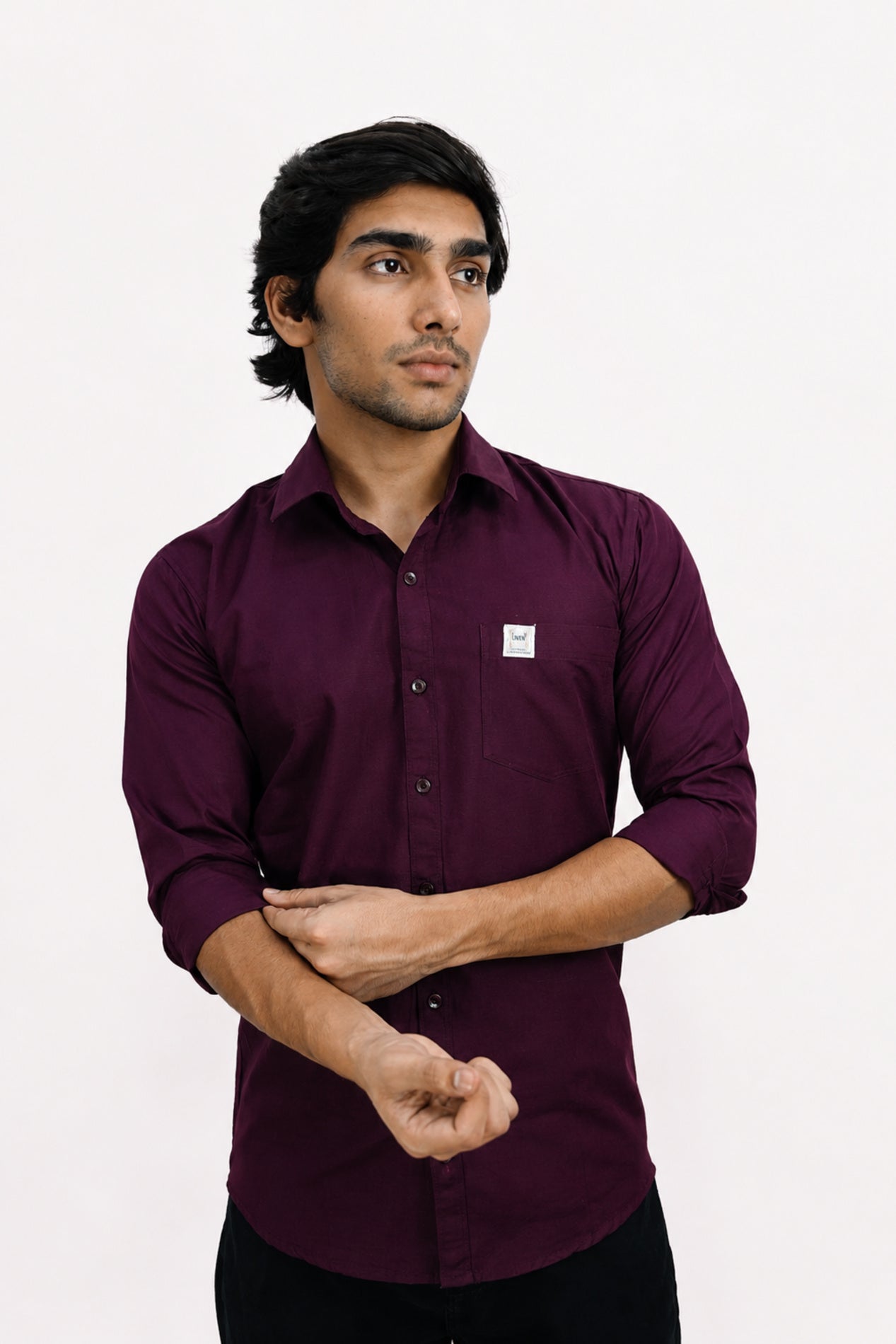 LINP MAROON | SLIM FIT PREMIUM POLO NECK CASUAL SHIRT | TEASERWEAR