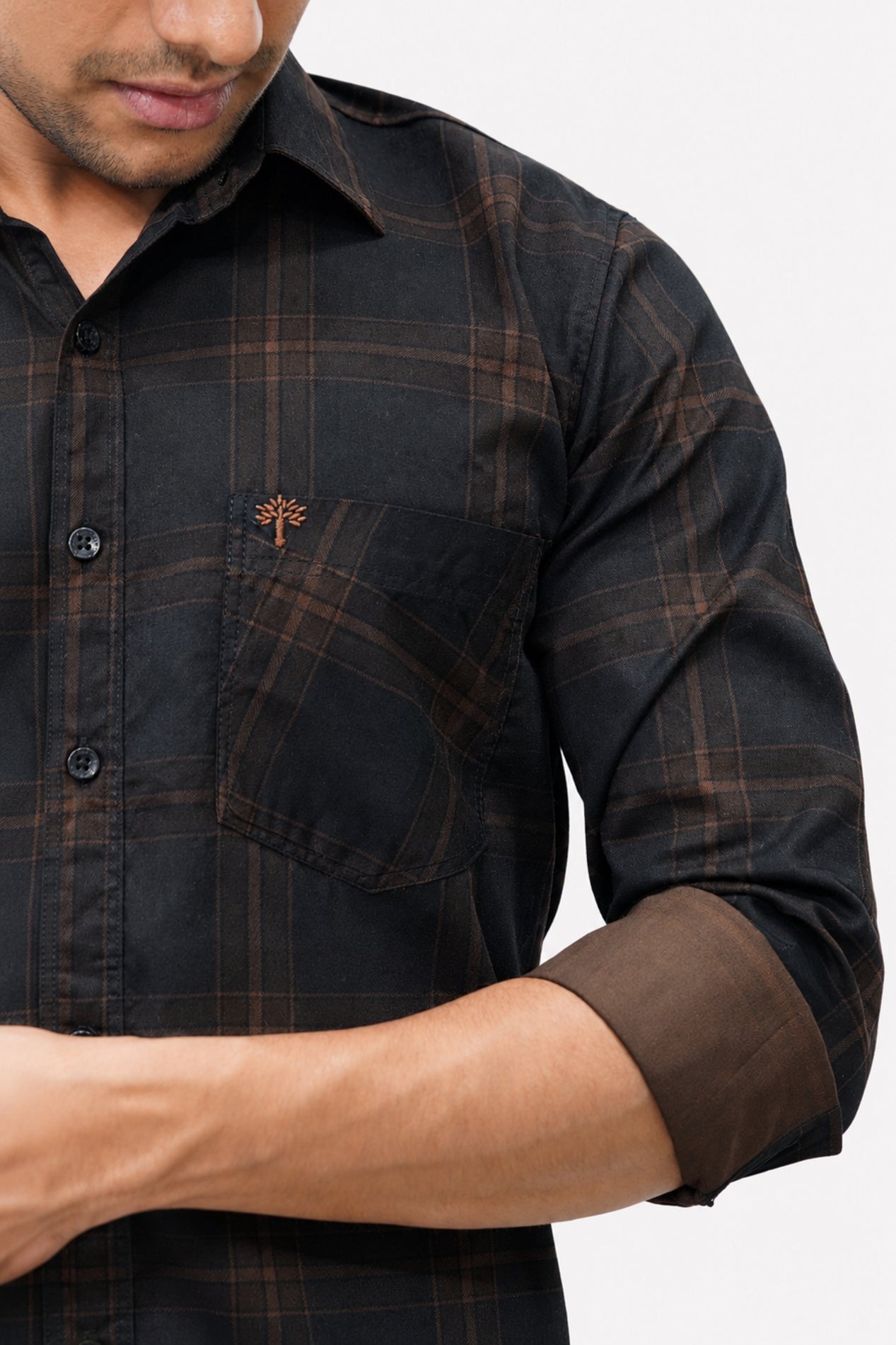 DOBC 2 BROWN | SLIM FIT PREMIUM POLO NECK CASUAL SHIRT | TEASERWEAR