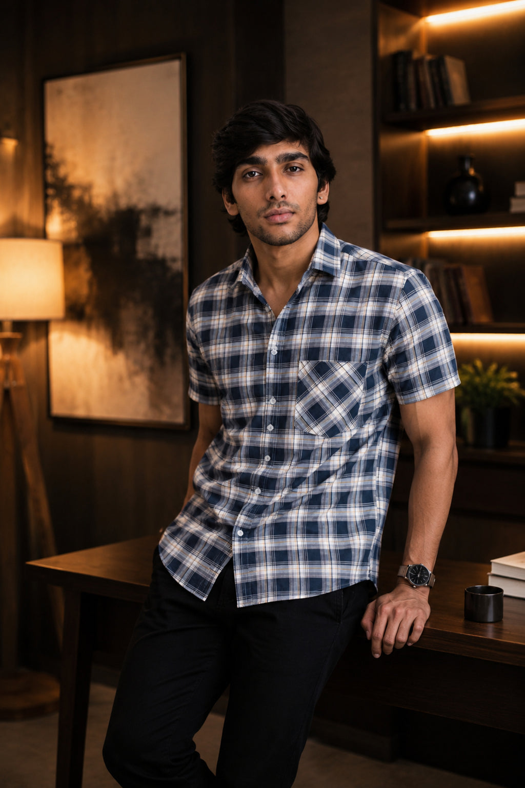 OXFHC NAVY BLUE | SLIM FIT PREMIUM POLO NECK CASUAL SHIRT | TEASERWEAR