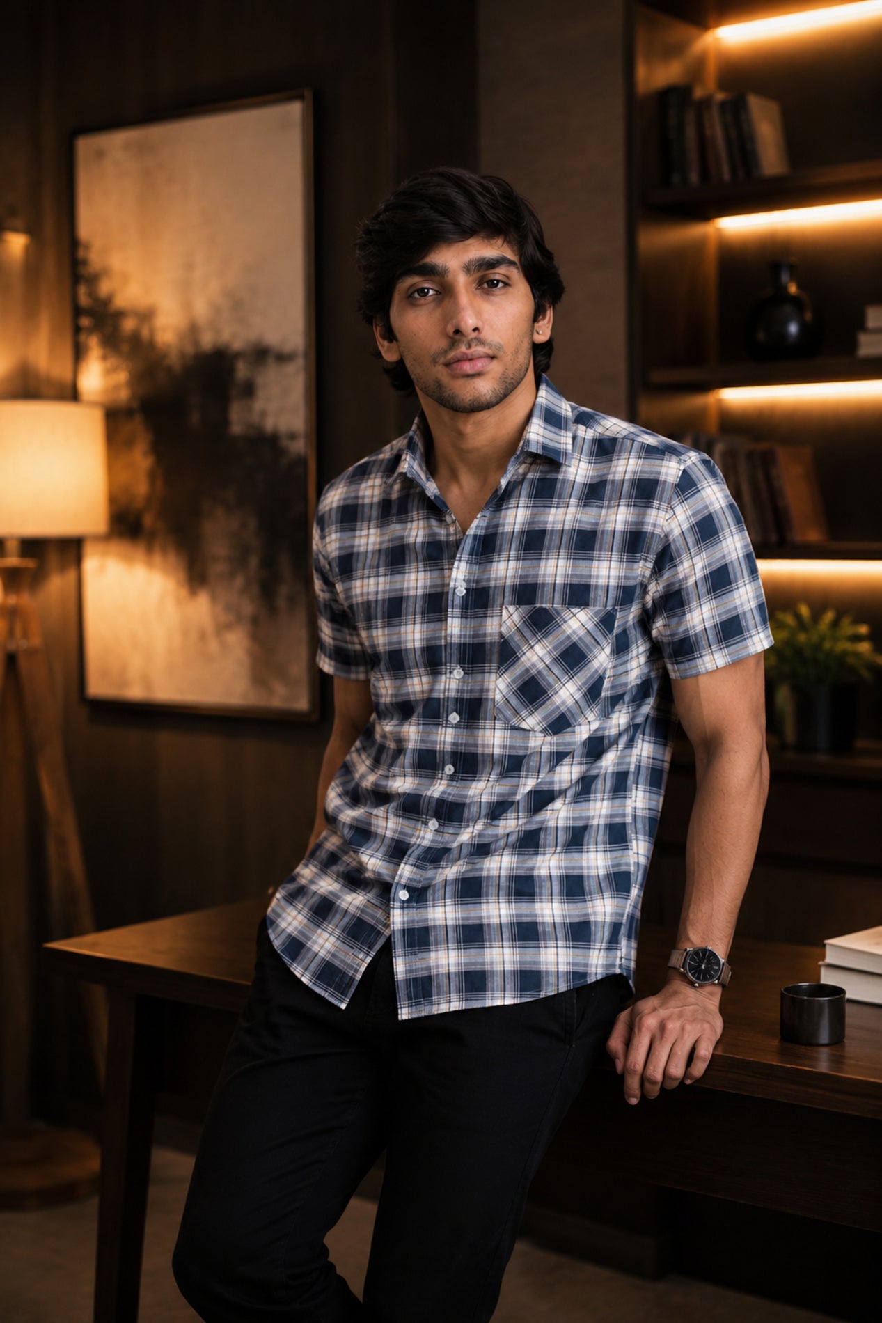 OXFHC NAVY BLUE | SLIM FIT PREMIUM POLO NECK CASUAL SHIRT | TEASERWEAR