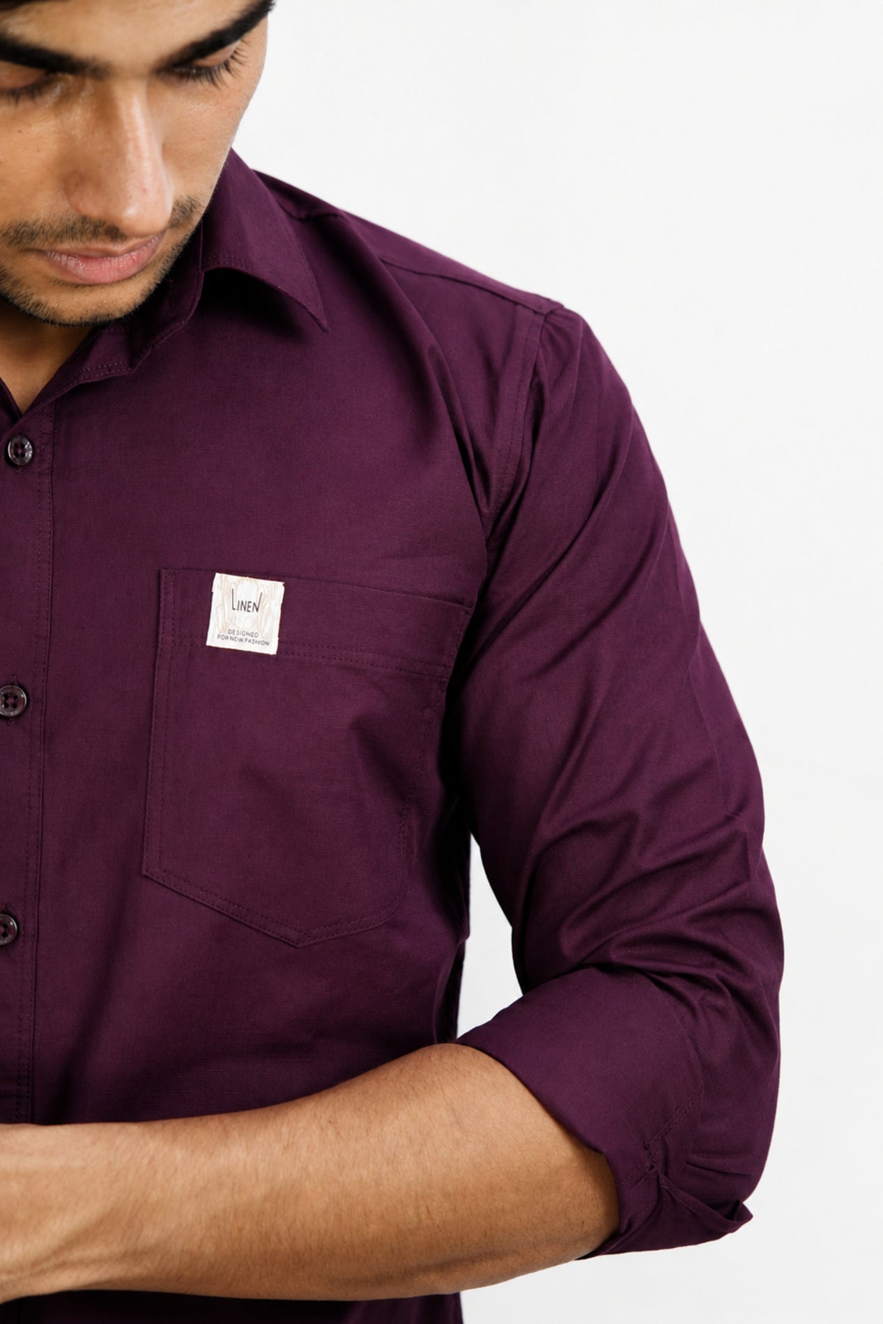 LINP MAROON | SLIM FIT PREMIUM POLO NECK CASUAL SHIRT | TEASERWEAR