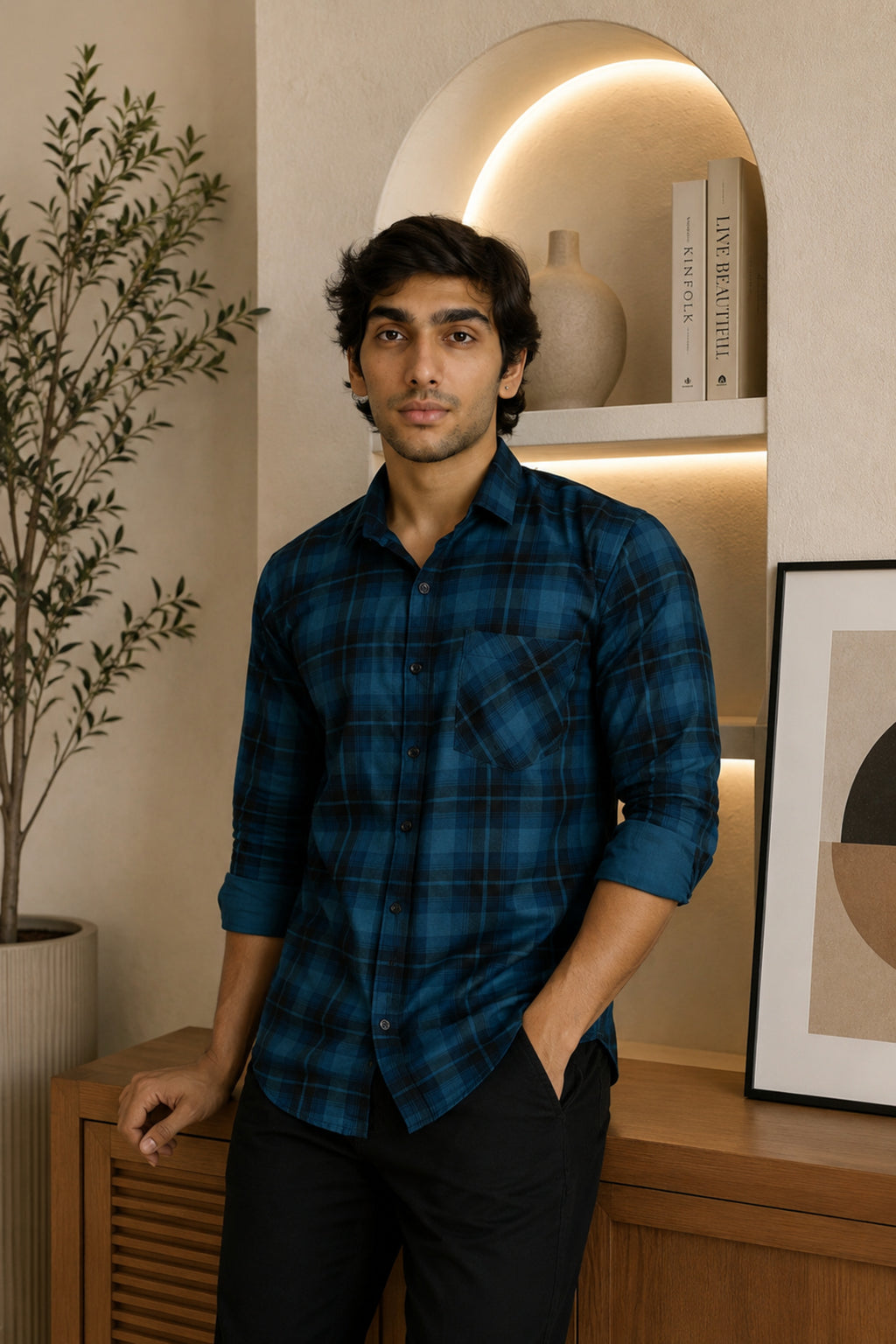 LAFC 2 BLUE | SLIM FIT PREMIUM POLO NECK CASUAL SHIRT | TEASERWEAR