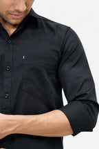 OXFP BLACK | SLIM FIT PREMIUM POLO NECK CASUAL SHIRT | TEASERWEAR