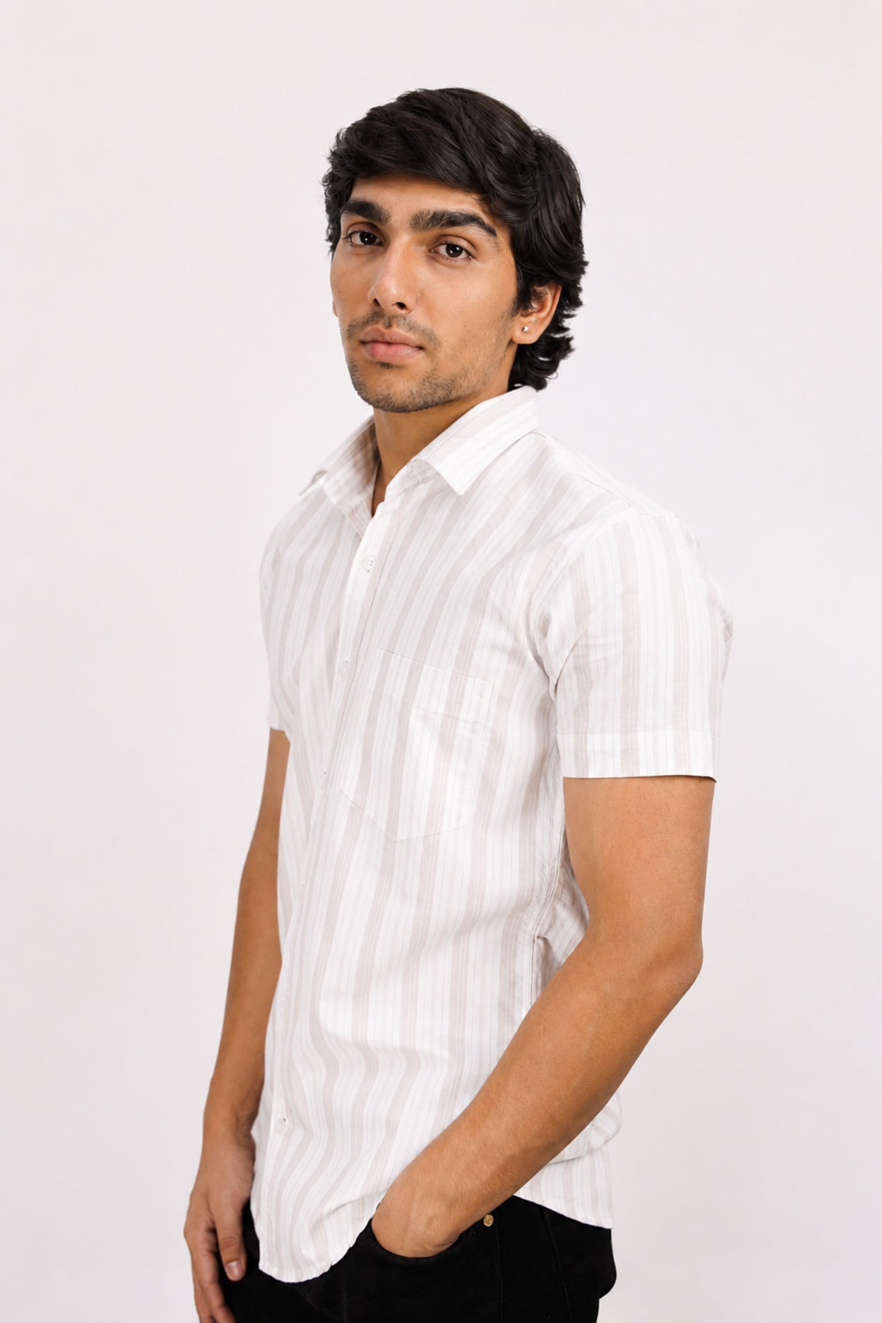 OXFHL CREAM | SLIM FIT PREMIUM POLO NECK CASUAL SHIRT | TEASERWEAR