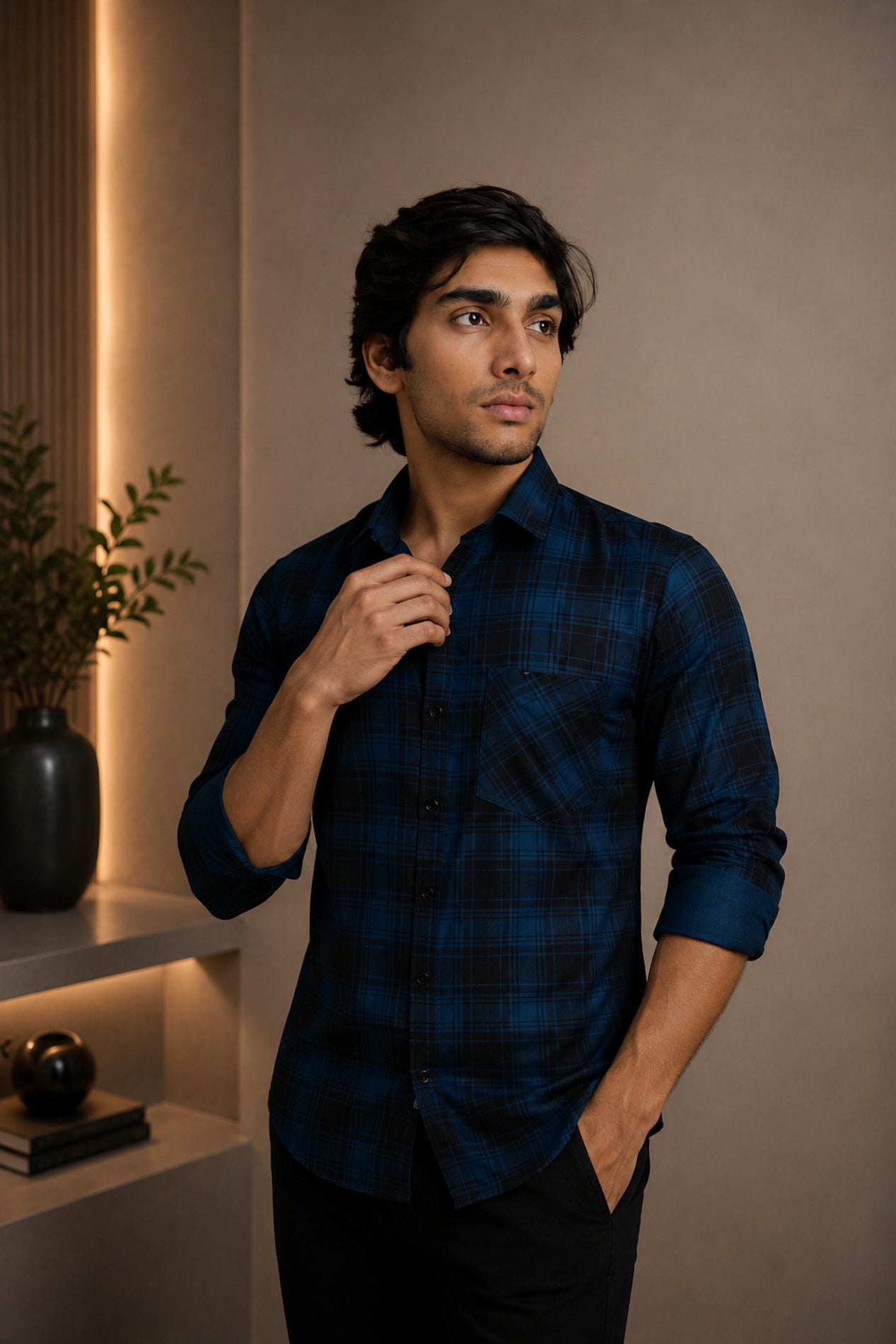 LAFC 2 NAVY BLUE | SLIM FIT PREMIUM POLO NECK CASUAL SHIRT | TEASERWEAR