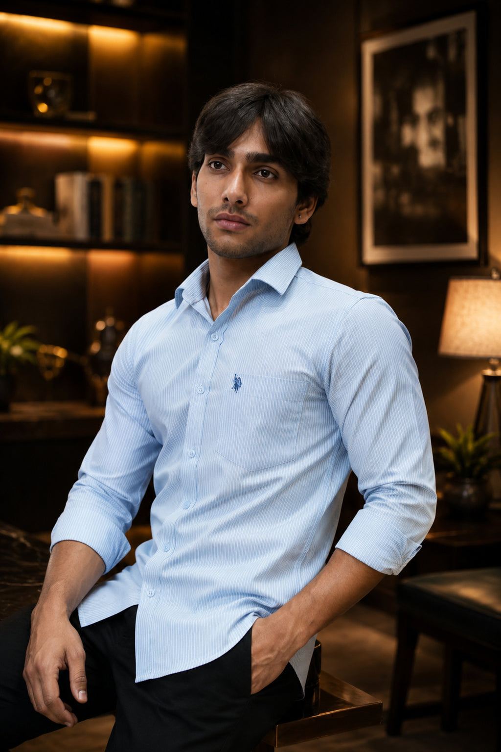OXFL 2 BLUE | SLIM FIT PREMIUM POLO NECK CASUAL SHIRT | TEASERWEAR