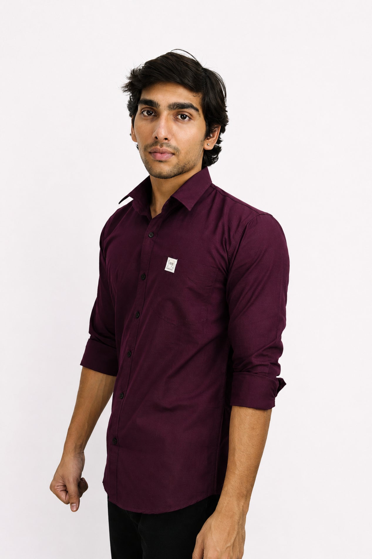 LINP MAROON | SLIM FIT PREMIUM POLO NECK CASUAL SHIRT | TEASERWEAR