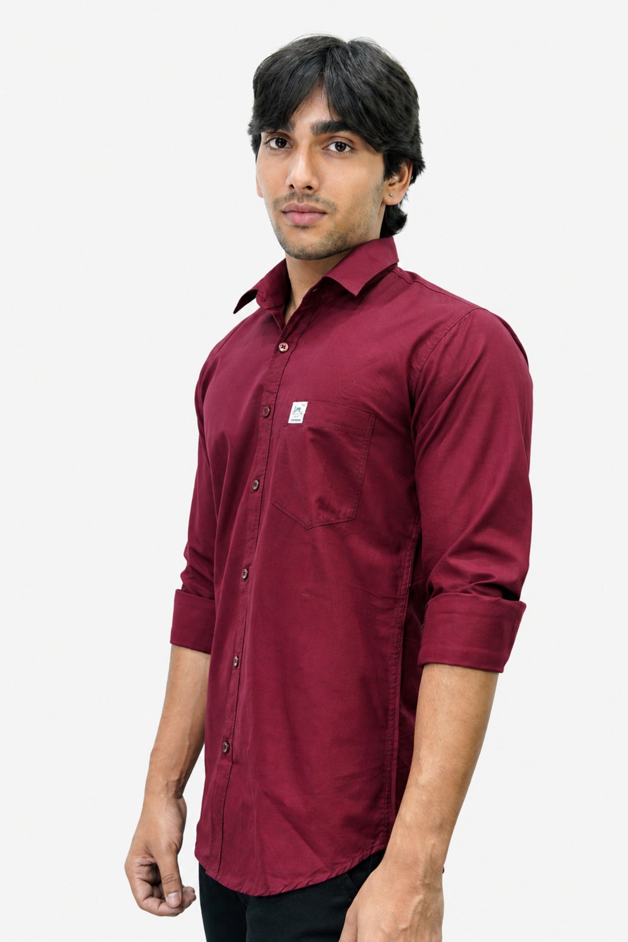 OXFP MAROON | SLIM FIT PREMIUM POLO NECK CASUAL SHIRT | TEASERWEAR