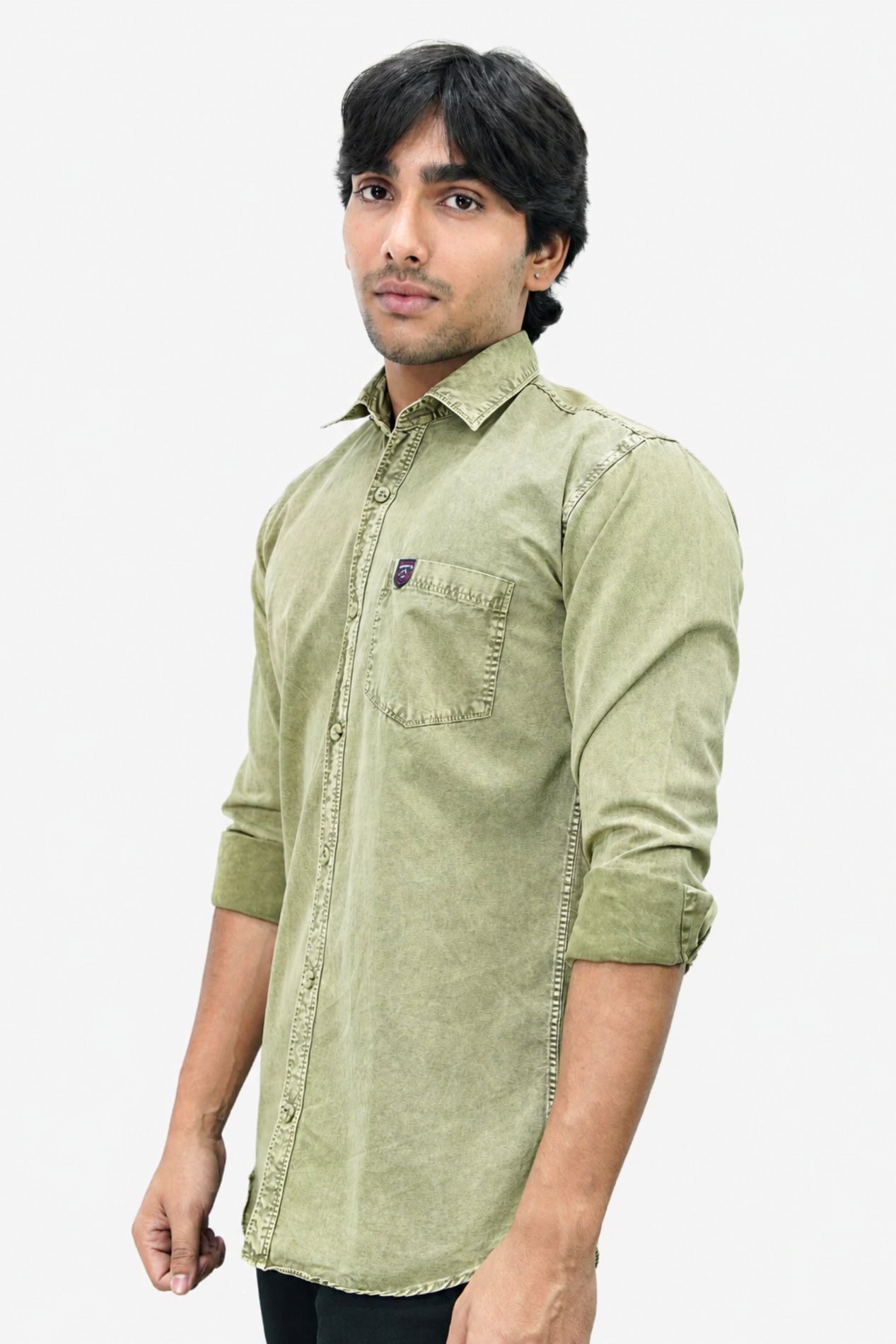 ROF GREEN | SLIM FIT PREMIUM POLO NECK CASUAL SHIRT | TEASERWEAR