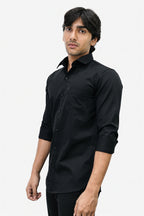 OXFP BLACK | SLIM FIT PREMIUM POLO NECK CASUAL SHIRT | TEASERWEAR