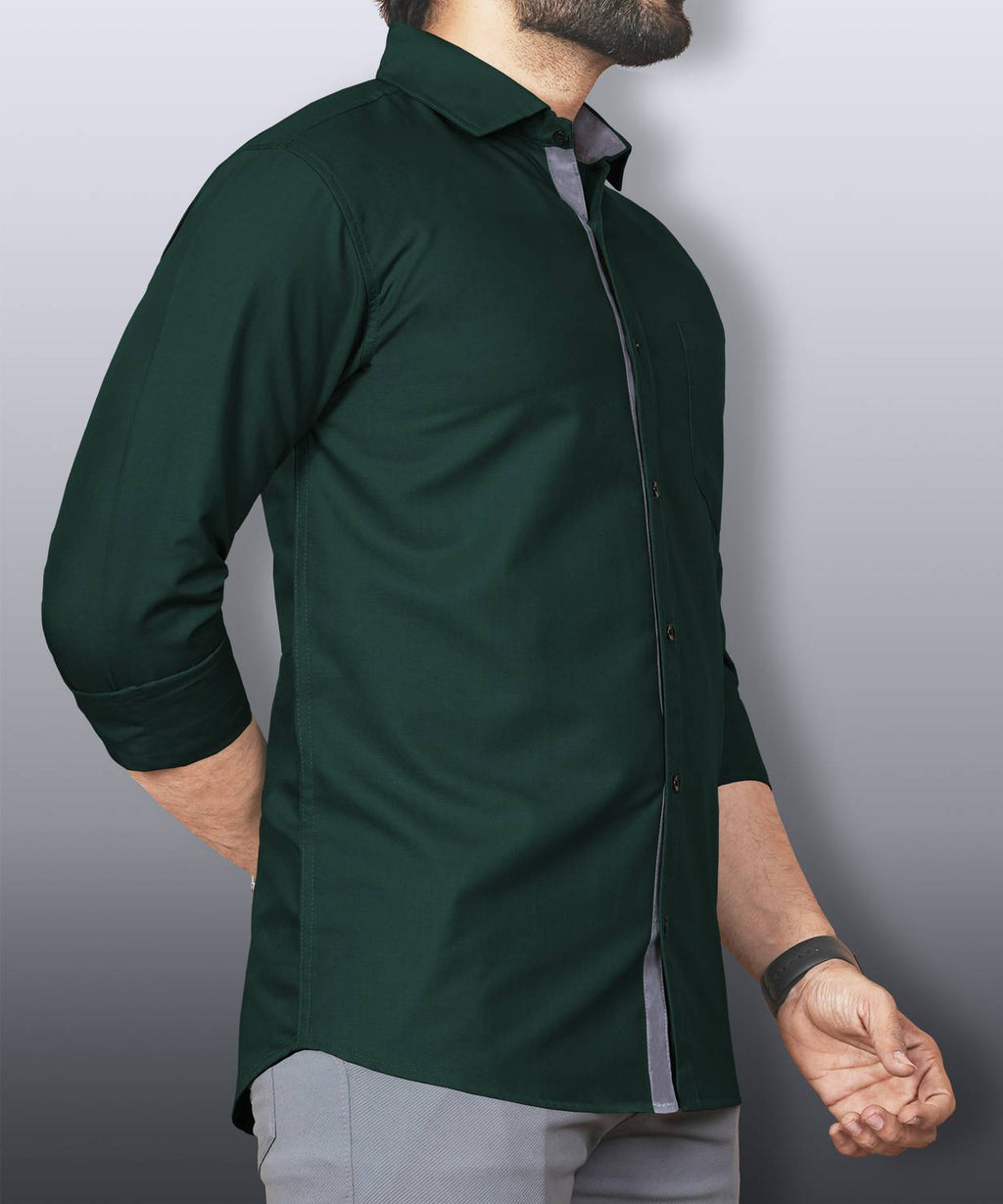 LAFRP DARK GREEN | SLIM FIT PREMIUM POLO NECK CASUAL SHIRT | TEASERWEAR