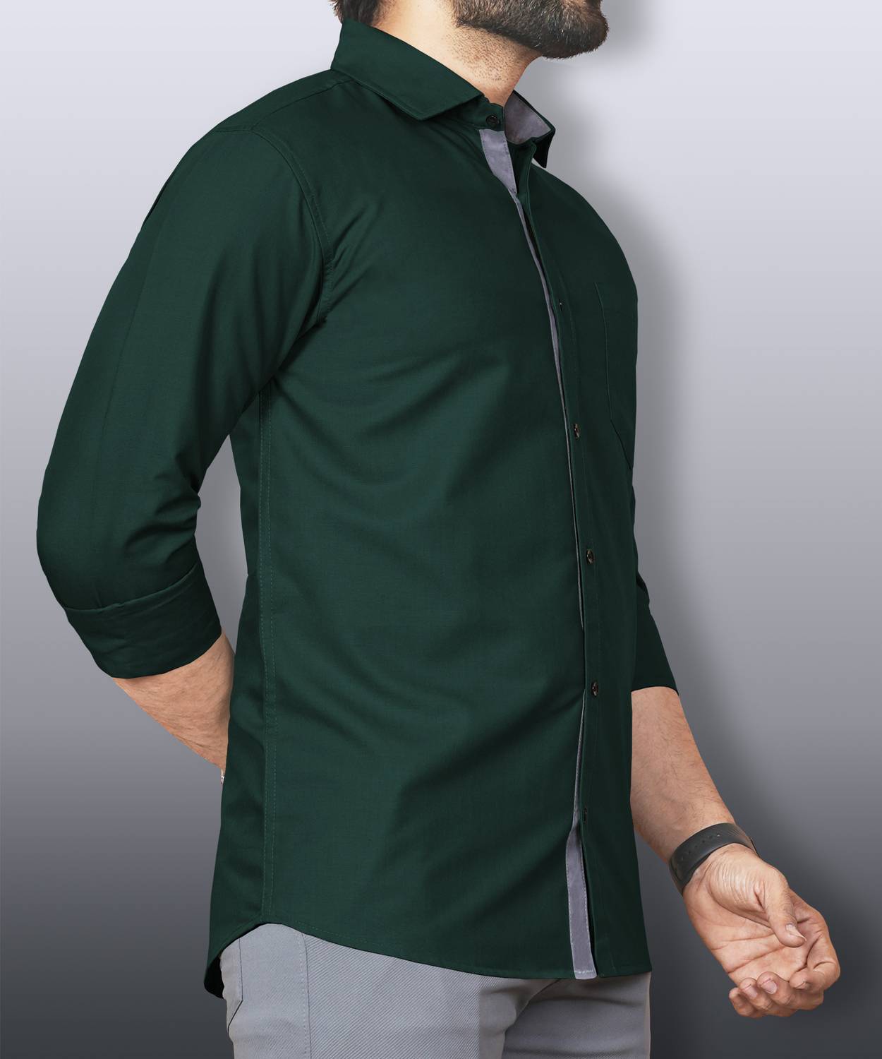 LAFRP DARK GREEN | SLIM FIT PREMIUM POLO NECK CASUAL SHIRT | TEASERWEAR