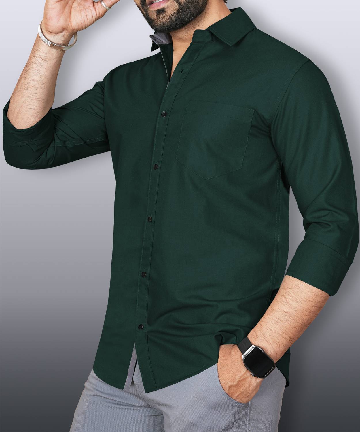 LAFRP DARK GREEN | SLIM FIT PREMIUM POLO NECK CASUAL SHIRT | TEASERWEAR