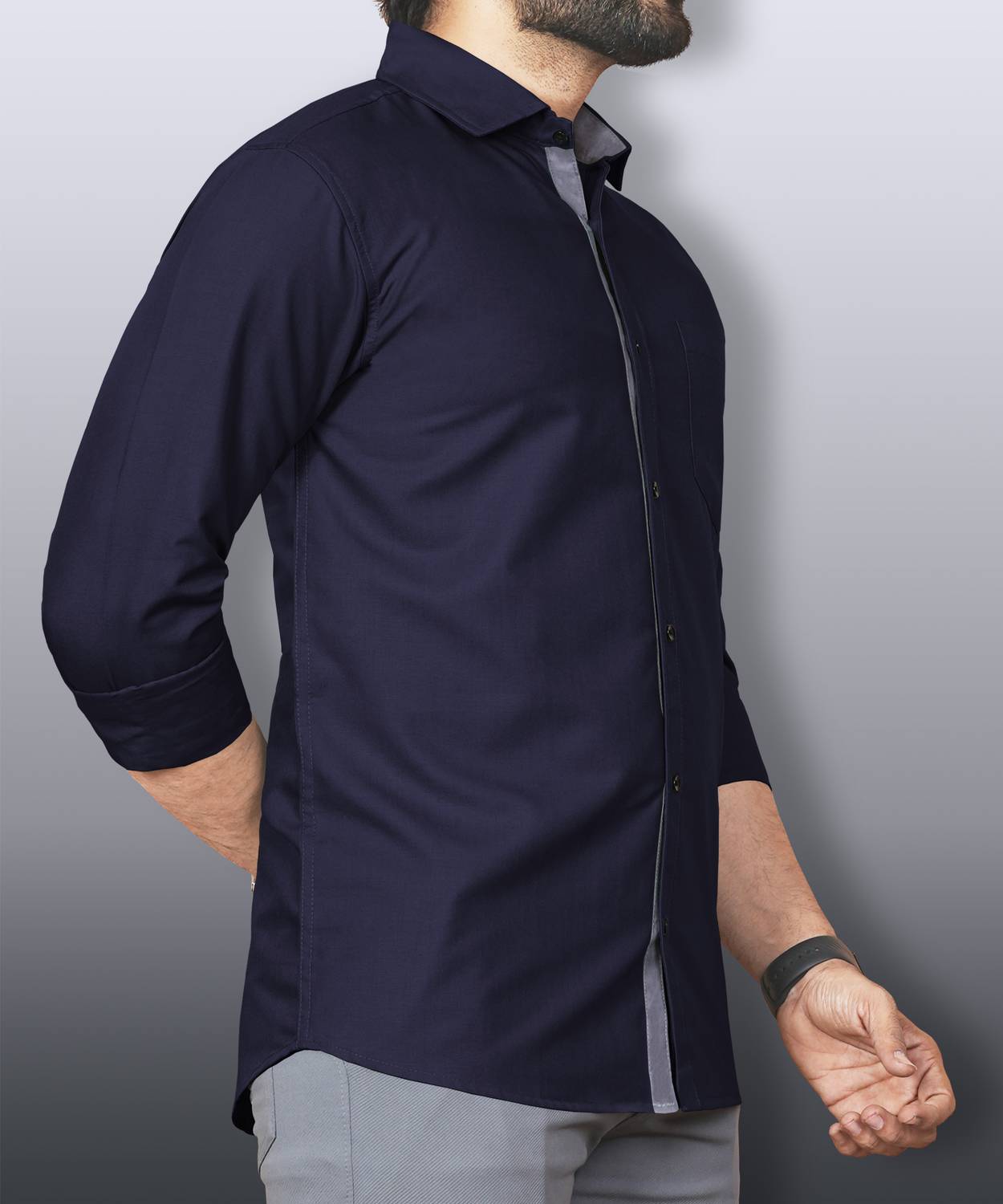 LAFRP NAVY BLUE | SLIM FIT PREMIUM POLO NECK CASUAL SHIRT | TEASERWEAR