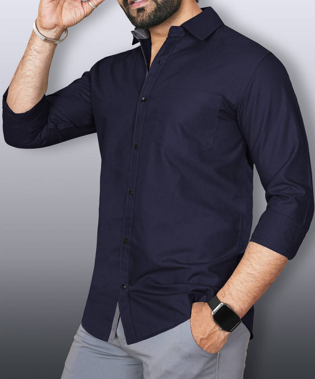 LAFRP NAVY BLUE | SLIM FIT PREMIUM POLO NECK CASUAL SHIRT | TEASERWEAR
