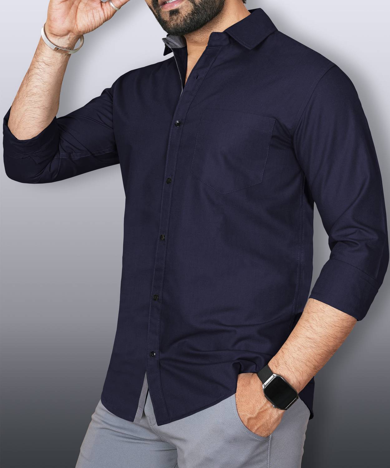 LAFRP NAVY BLUE | SLIM FIT PREMIUM POLO NECK CASUAL SHIRT | TEASERWEAR