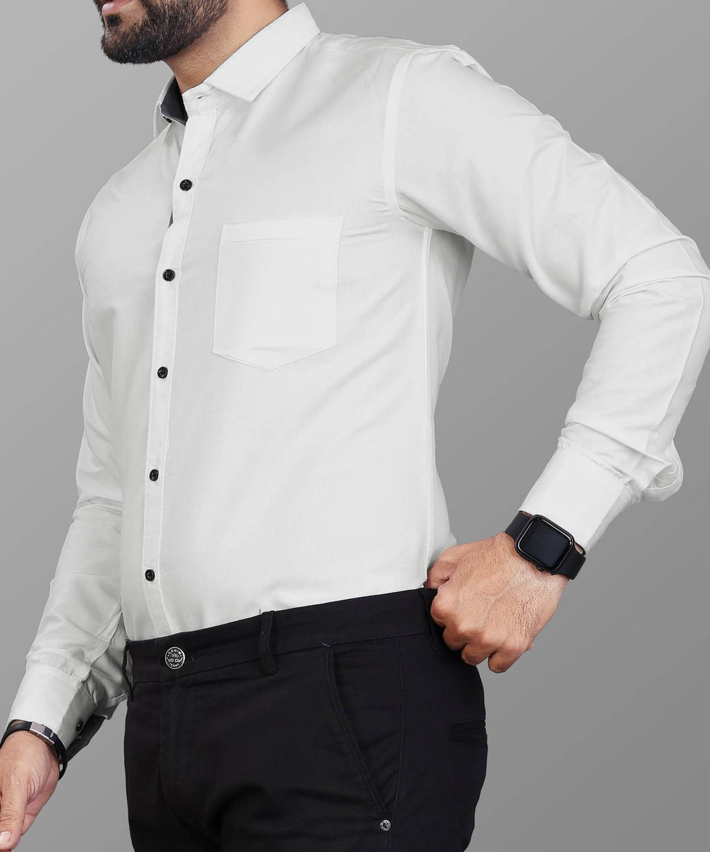 LAFRP WHITE | SLIM FIT PREMIUM POLO NECK CASUAL SHIRT | TEASERWEAR