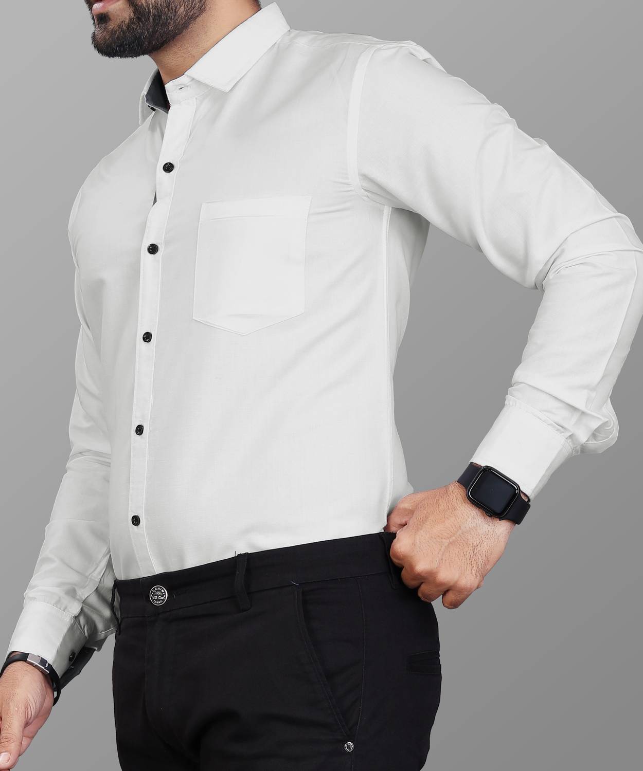 LAFRP WHITE | SLIM FIT PREMIUM POLO NECK CASUAL SHIRT | TEASERWEAR