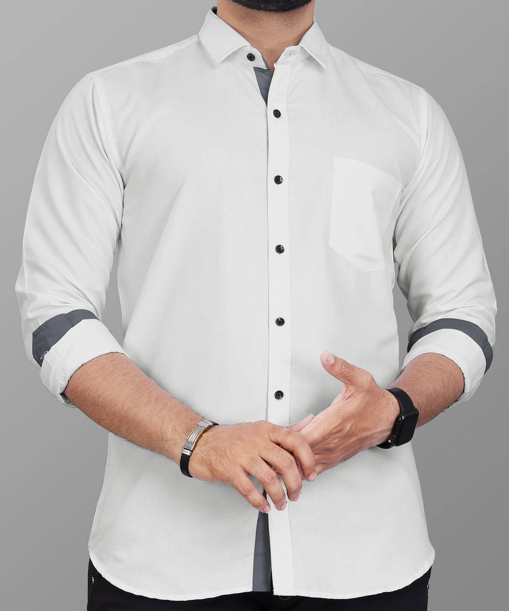 LAFRP WHITE | SLIM FIT PREMIUM POLO NECK CASUAL SHIRT | TEASERWEAR